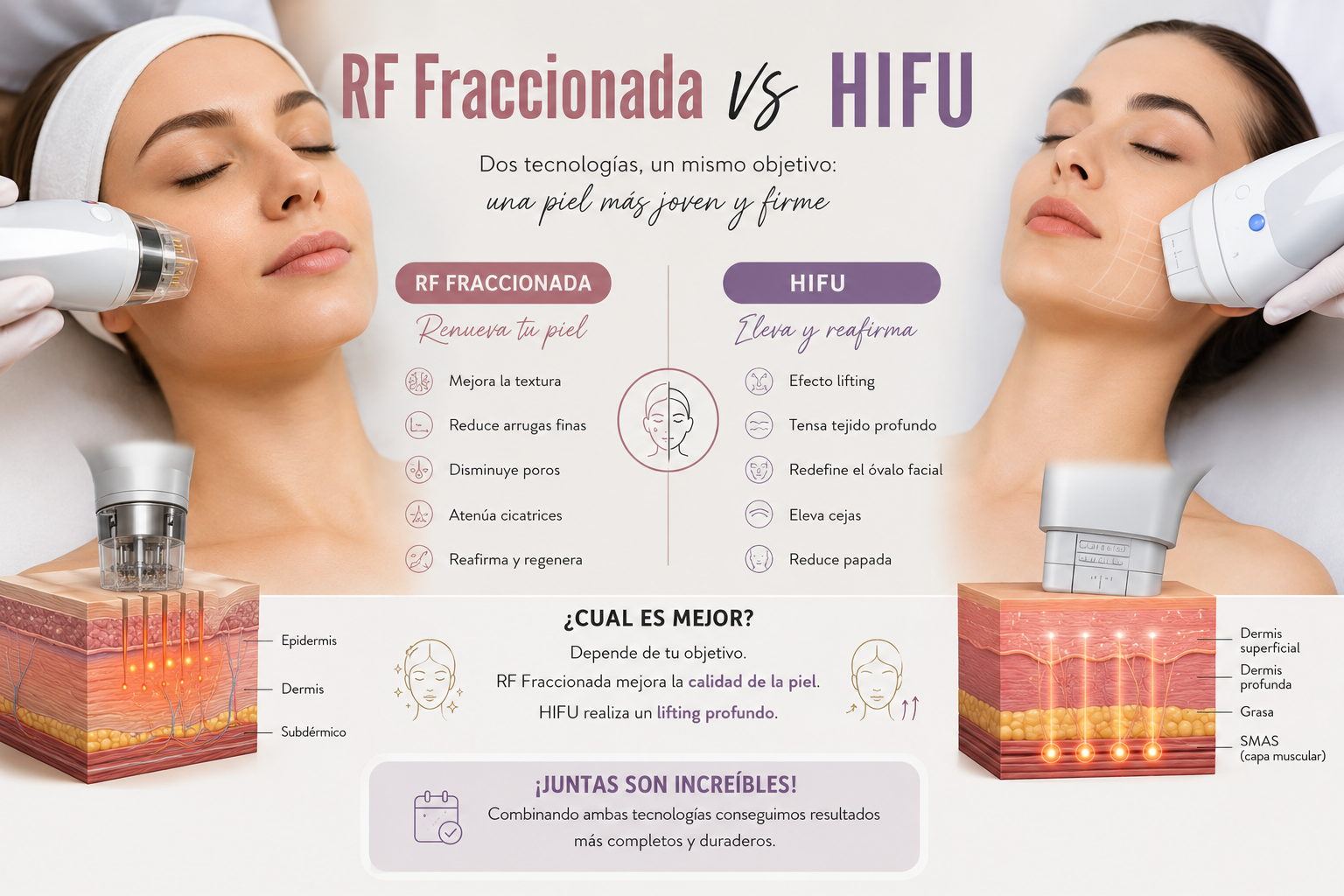 RF Fraccionada vs HIFU: ¿Cuál es la mejor tecnología para rejuvenecimiento facial?
