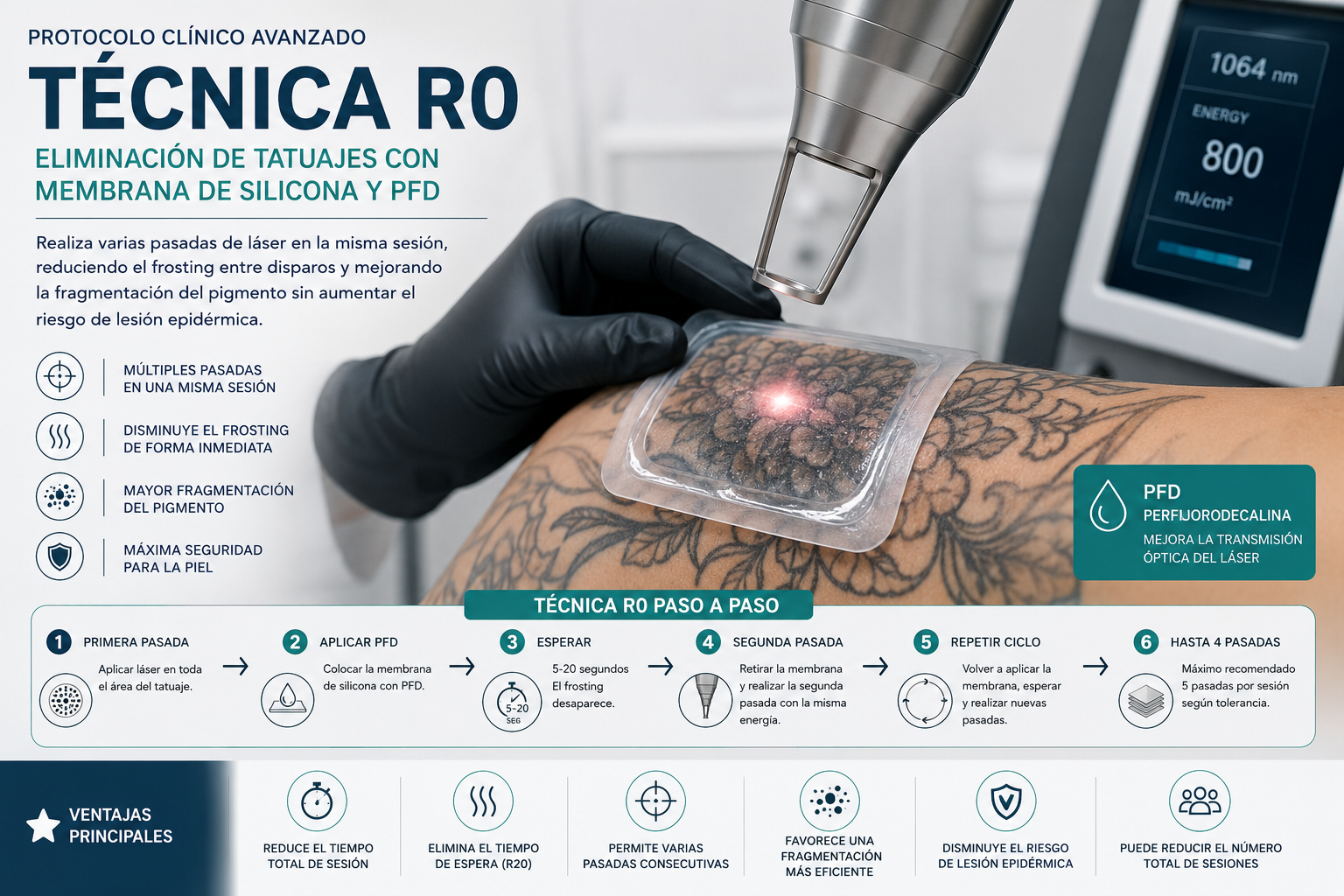 Protocolo R0 para eliminación de tatuajes con láser y PFD | Técnica avanzada estética