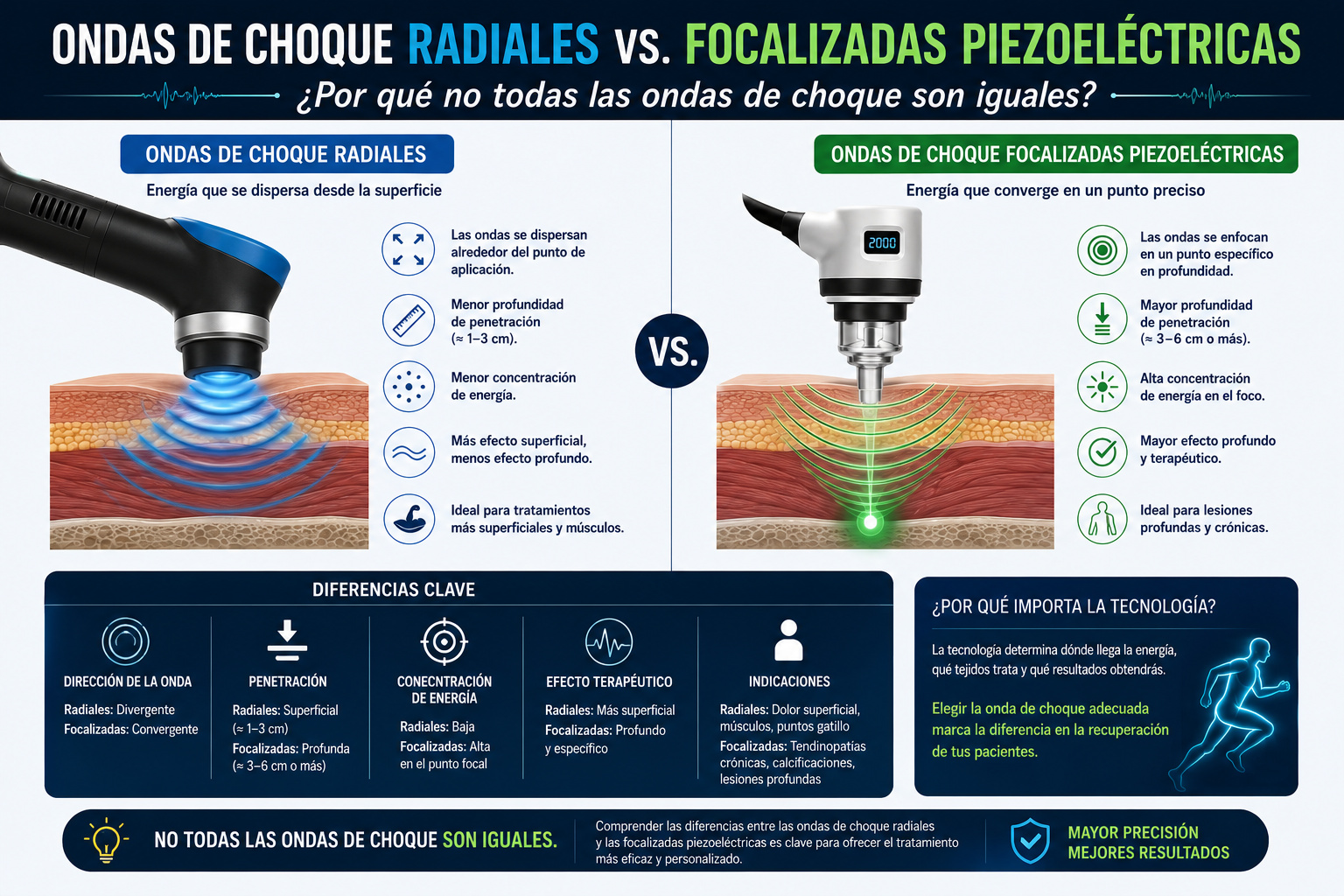 Ondas de Choque Radiales vs. Focalizadas Piezoeléctricas